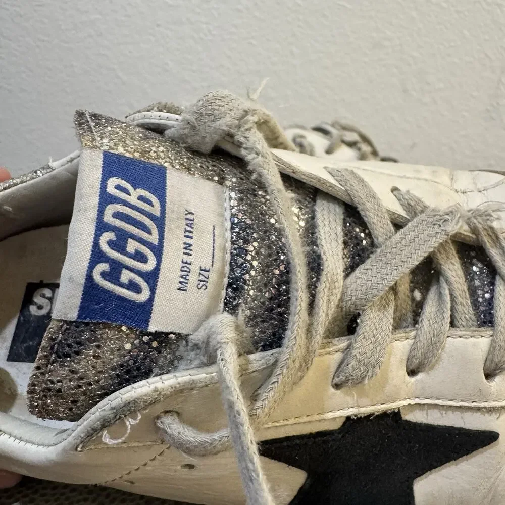 Golden Goose Super-Star Sneakers Glitter Toe Size 38 Italy